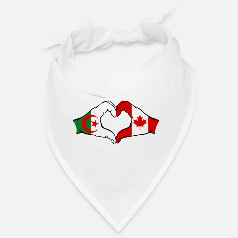 Algérie Canada Drapeau Mains Coeur Forme Bandana