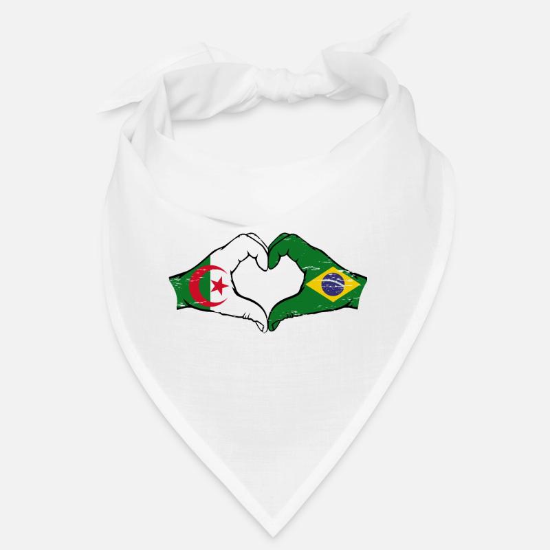 Algérie Brésil Drapeau Mains Coeur Forme Utilisé Bandana