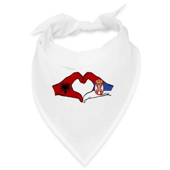 Albanien Serbien Flagge Herzform - Bandana - Weiß - Vorne