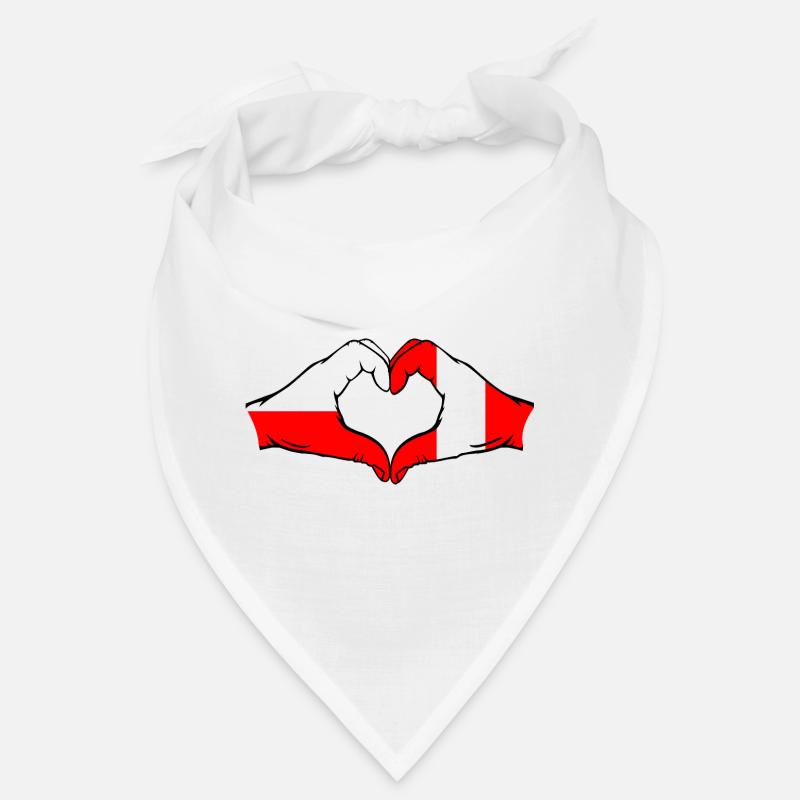 Pologne Pérou Drapeau Forme Coeur Bandana