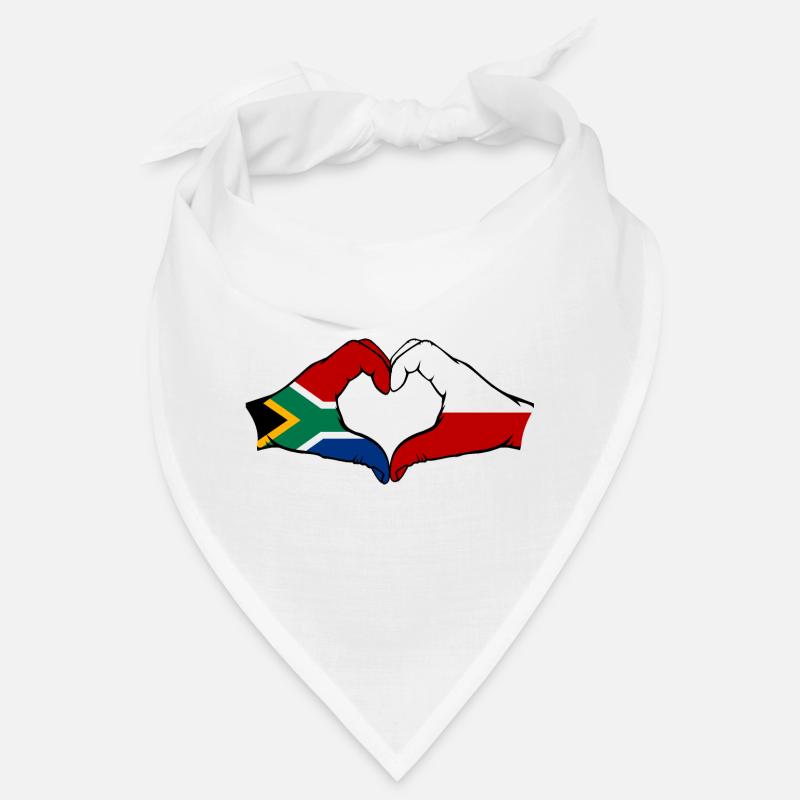Afrique du Sud Pologne Drapeau Mains Coeur Forme Bandana