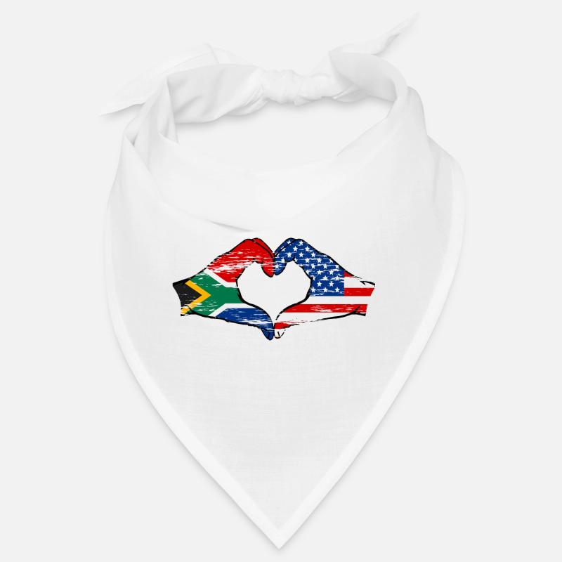 Afrique du Sud États-Unis drapeau mains forme de coeur utilisé Bandana