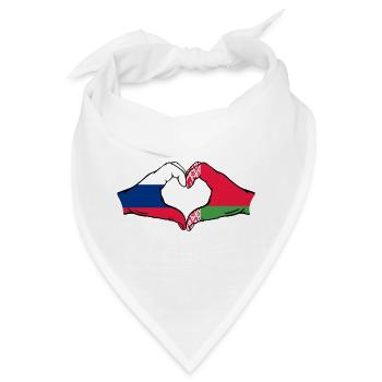 Russland Belarus Flagge Hände Herzform - Bandana - Weiß - Vorne