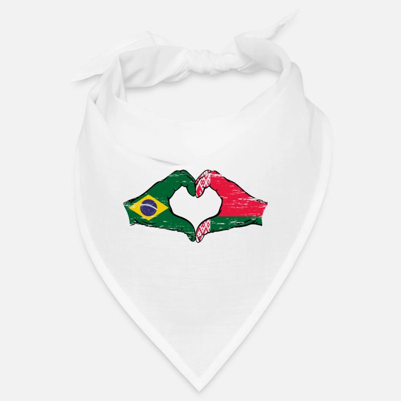 Brésil Biélorussie drapeau mains forme de coeur utilisé Bandana