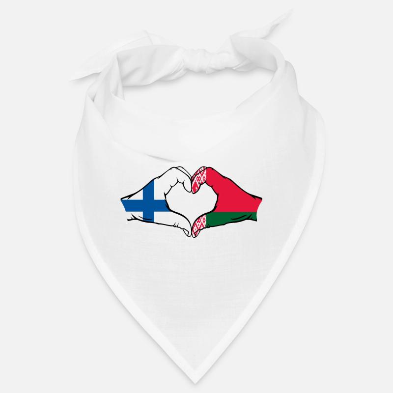Finlande Biélorussie Drapeau Mains Coeur Forme Bandana