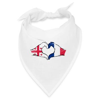Georgien Frankreich Flagge Hände Herzform used - Bandana - Weiß - Vorne