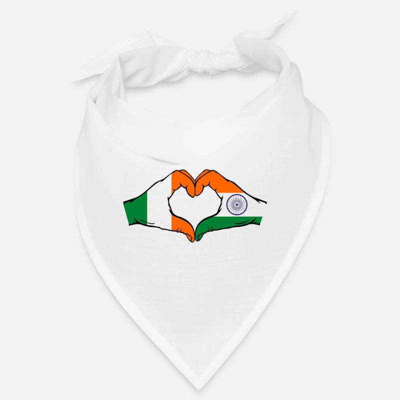 Irlande Inde Drapeau Mains Coeur Forme Bandana