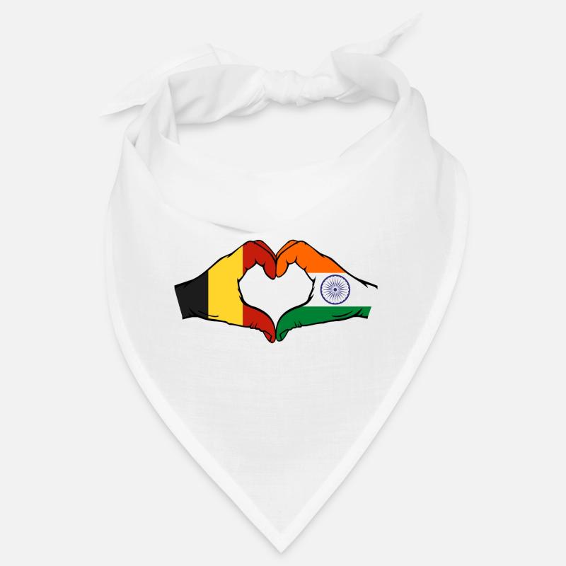 Belgium India Flag Hands Heart Shape Bandana