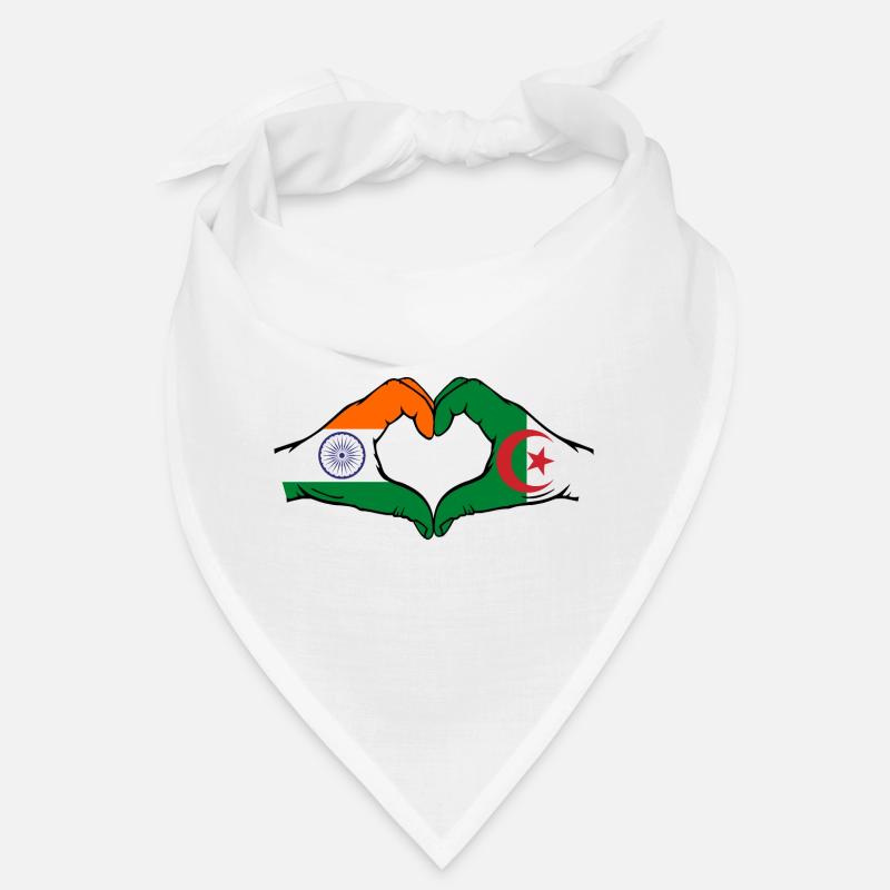 Inde Algérie Drapeau Mains Coeur Forme Bandana
