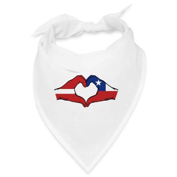 Lettland Chile Flagge Hände Herzform - Bandana - Weiß - Vorne