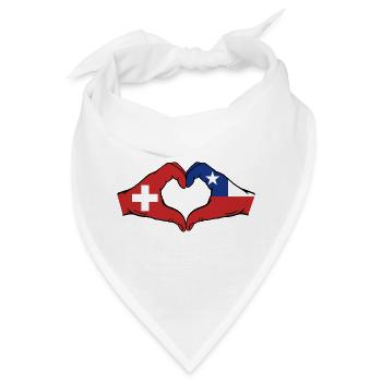 Schweiz Chile Flagge Hände Herzform - Bandana - Weiß - Vorne