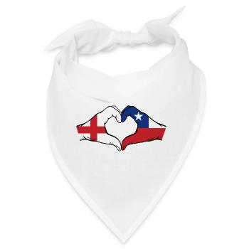 England Chile Flagge Hände Herzform - Bandana - Weiß - Vorne