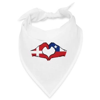 Dänemark Chile Flagge Hände Herzform - Bandana - Weiß - Vorne