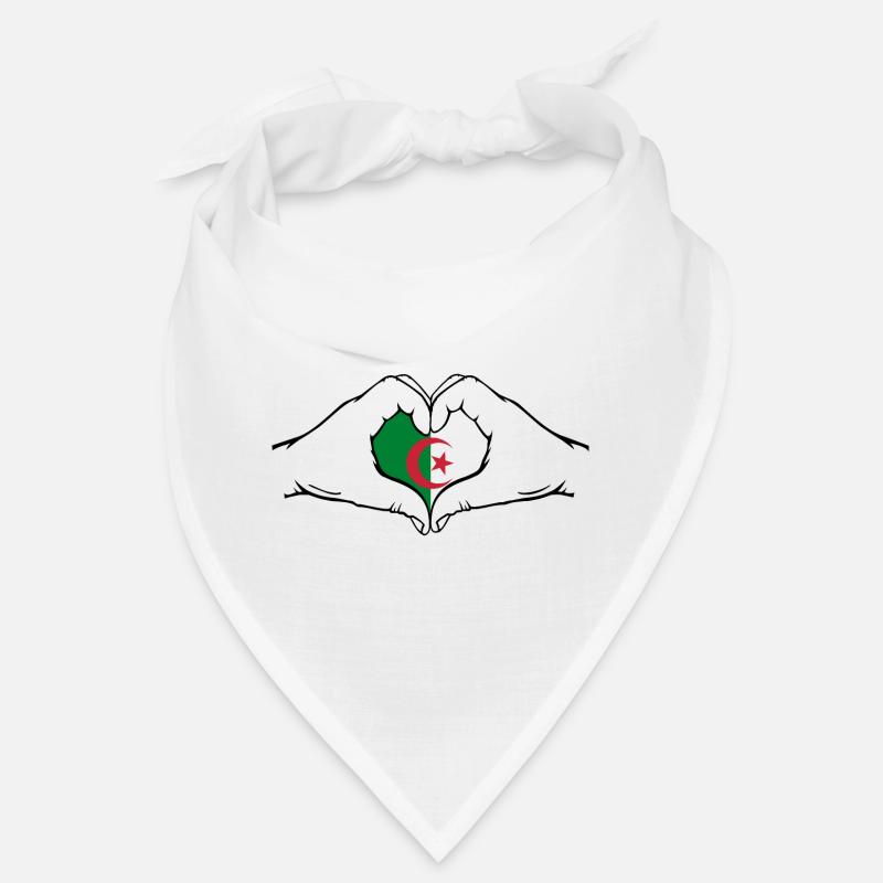 Drapeau de l’Algérie Mains Coeur Forme Bandana