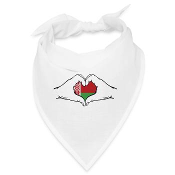 Belarus Flagge Hände Herzform - Bandana - Weiß - Vorne