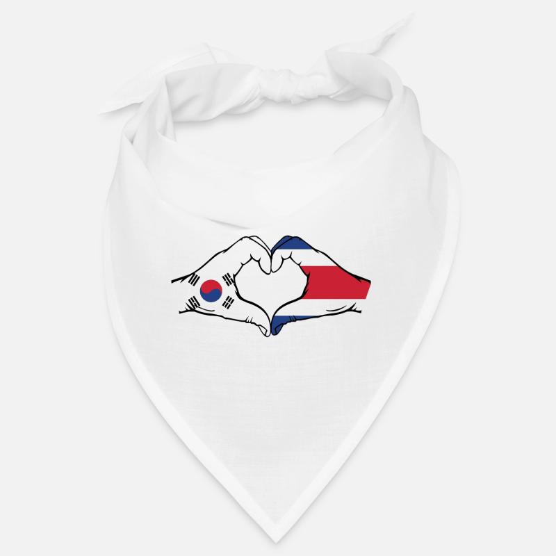 Corée du Sud Costa Rica Drapeau Mains Coeur Forme Bandana