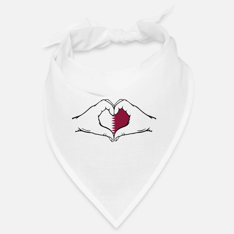 Drapeau du Qatar Mains Forme Coeur Bandana