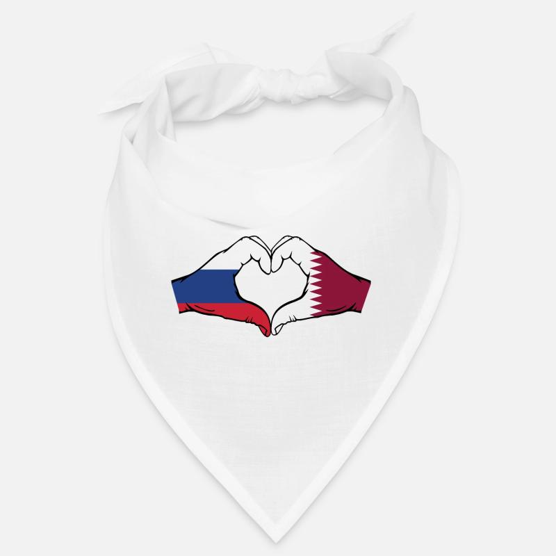 Russie Qatar drapeau mains coeur forme Bandana