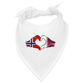 Norwegen Katar Flagge Hände Herzform used - Bandana - Weiß - Vorne