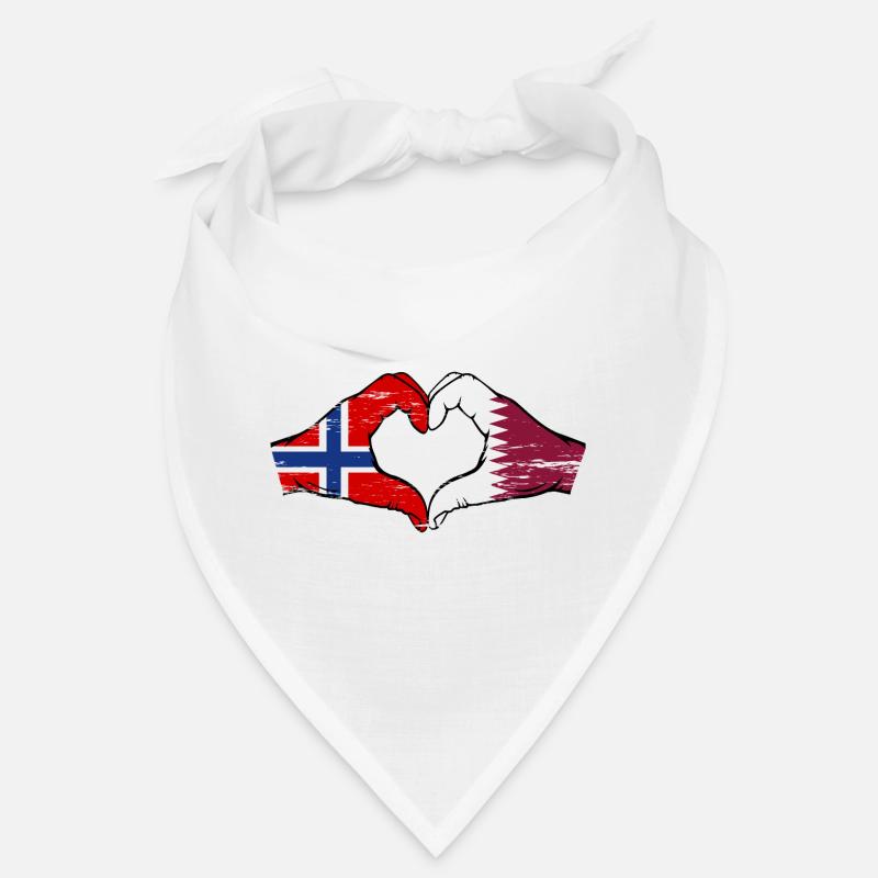 Norvège Qatar drapeau mains forme de coeur utilisé Bandana
