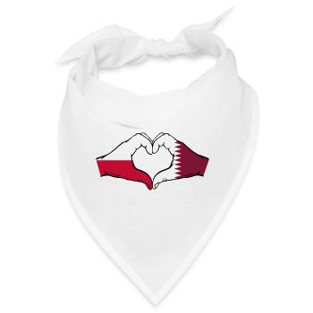 Polen Katar Flagge Hände Herzform - Bandana - Weiß - Vorne