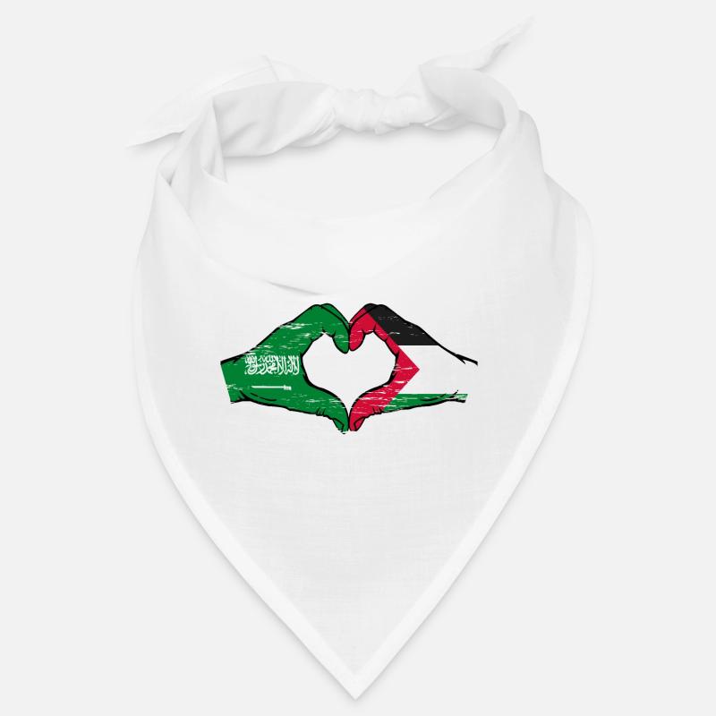 Arabie Saoudite Palestine Drapeau Mains Coeur Forme Utilisé Bandana