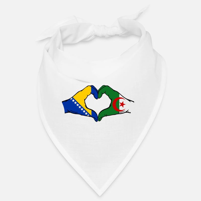 Bosnie Algérie Drapeau Mains Coeur Forme Bandana
