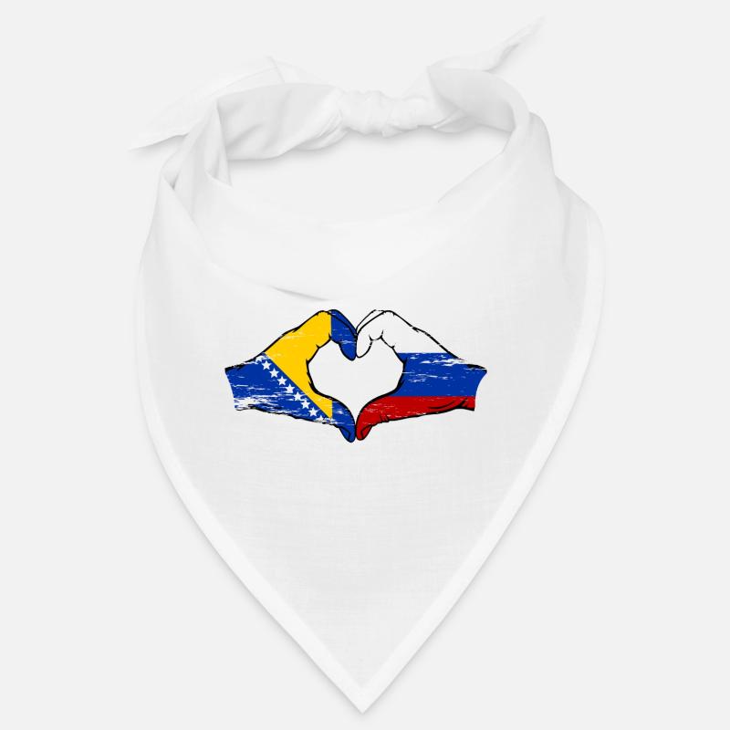 Bosnie Russie Drapeau Mains Coeur Forme Utilisé - Bandana - blanc