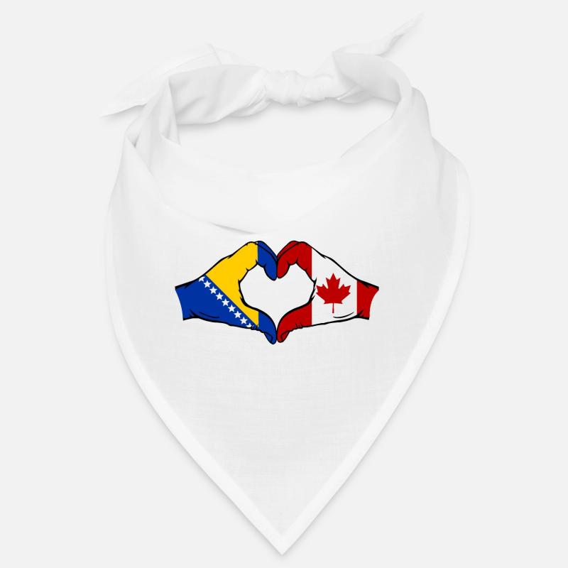 Bosnie Canada Drapeau Mains Coeur Forme Bandana