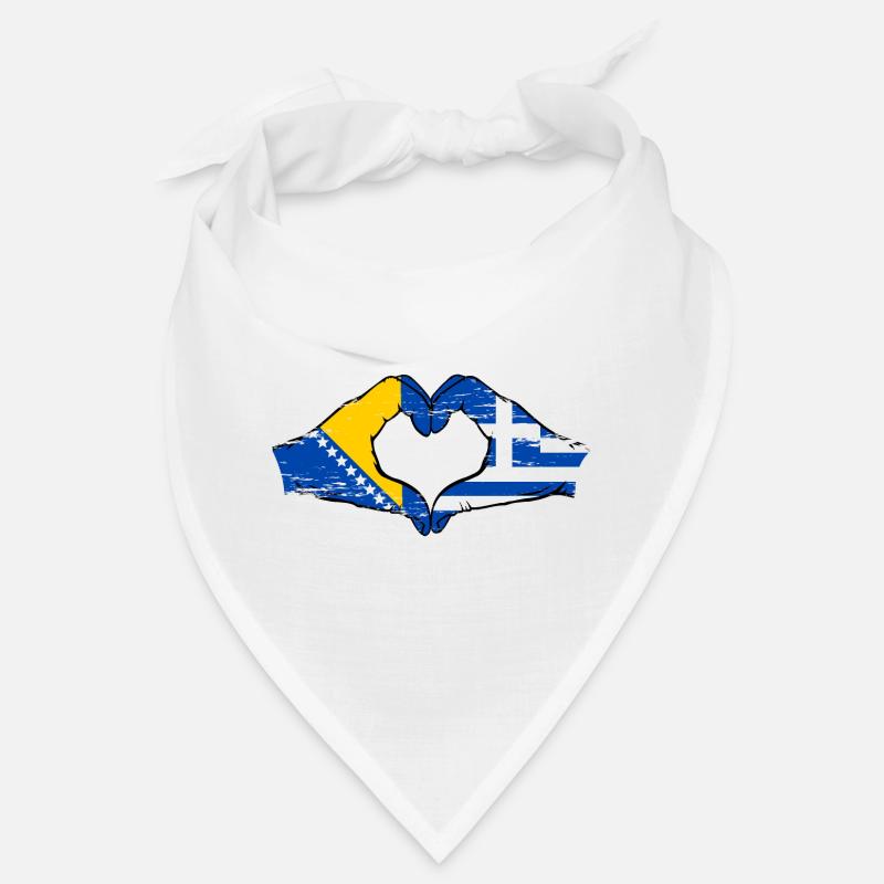 Bosnie Grèce Drapeau Mains Coeur Forme Utilisé Bandana
