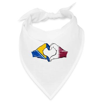 Bosnien Katar Flagge Hände Herzform used - Bandana - Weiß - Vorne