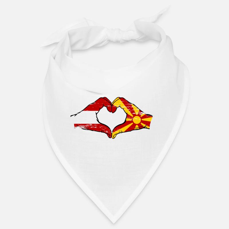 Autriche Macédoine Drapeau Mains Coeur Forme Utilisé Bandana