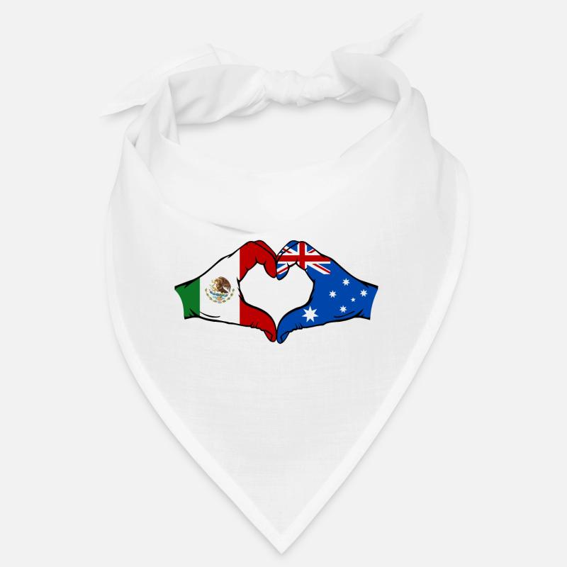 Mexico Australia Flag Hands Heart Shape Bandana