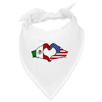 Mexiko USA Flagge Hände Herzform - Bandana - Weiß - Vorne