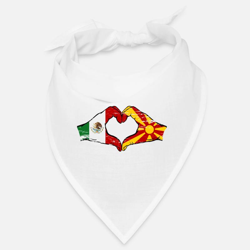 Mexique Mecedonia Drapeau Mains Coeur Forme Utilisé Bandana