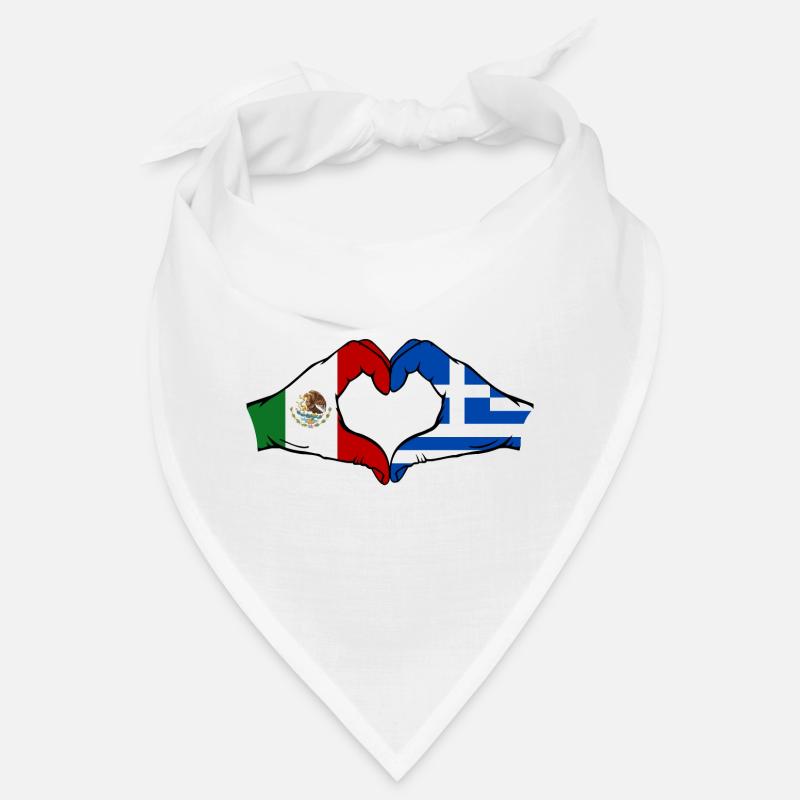 Mexique Grèce Drapeau Mains Coeur Forme Bandana