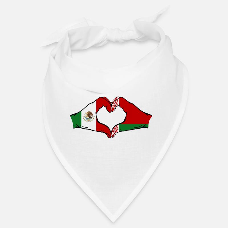Mexique Biélorussie Drapeau Mains Coeur Forme Bandana