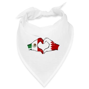 Mexiko Bahrain Flagge Hände Herzform used used - Bandana - Weiß - Vorne