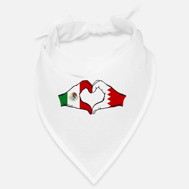 Mexique Bahreïn Drapeau Mains Coeur Forme Utilisé Bandana