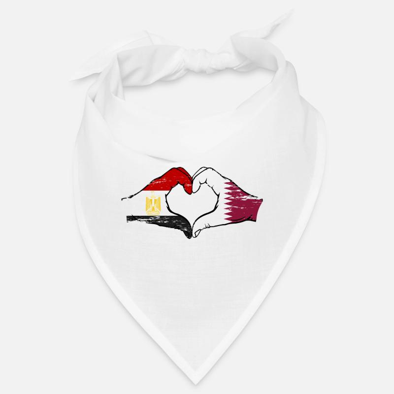 Égypte Qatar drapeau mains forme de coeur utilisé Bandana