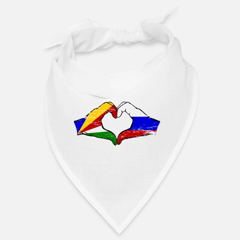 Seychelles Russie Drapeau Mains Coeur Forme Utilisé Bandana