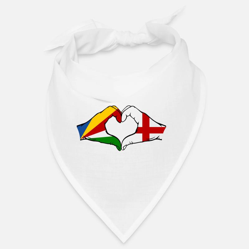 Seychelles Angleterre Drapeau Mains Coeur Forme Bandana