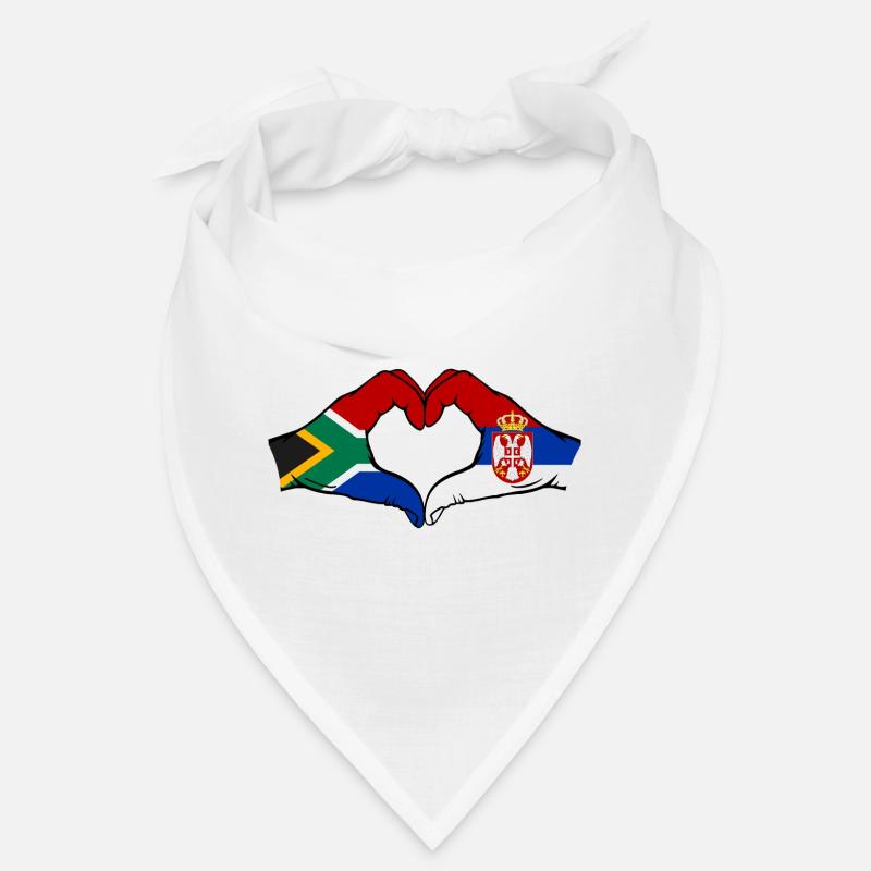 Afrique du Sud Serbie Drapeau Mains Coeur Forme Bandana