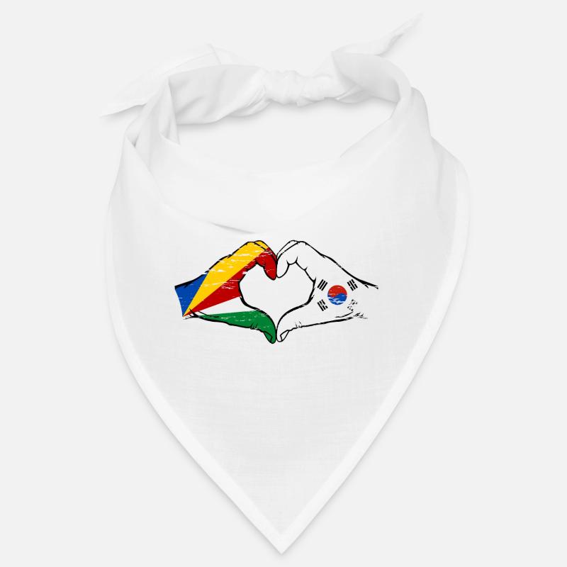 Seychelles Corée du Sud drapeau mains forme de coeur utilisé Bandana