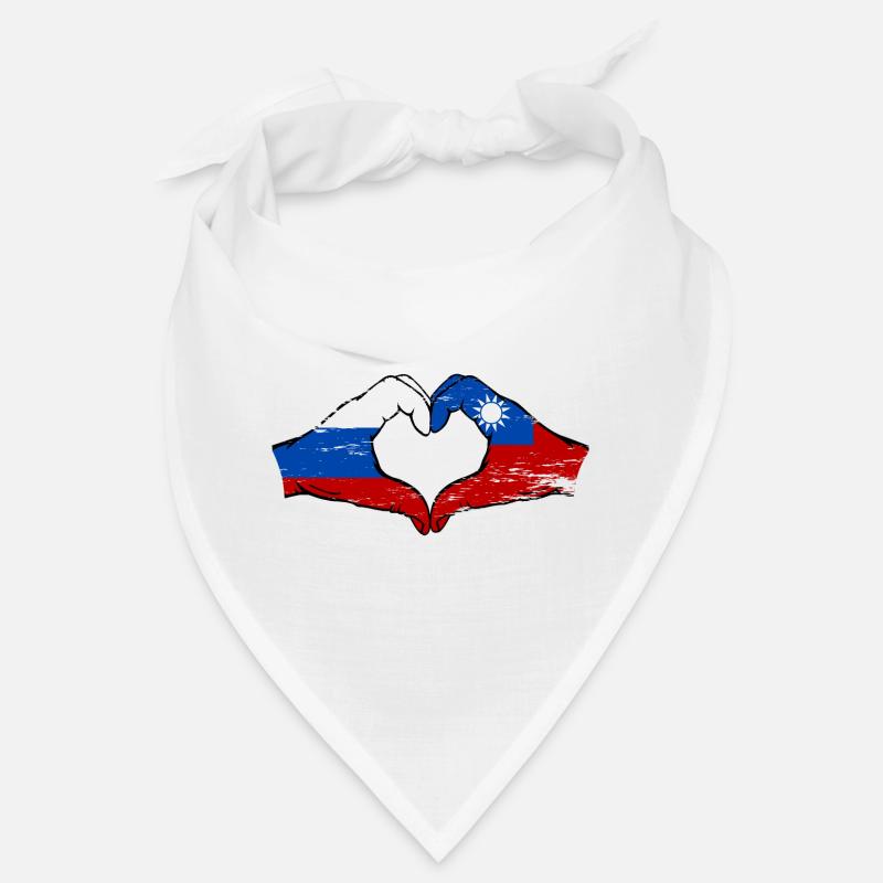 Russie Taiwan drapeau mains forme de coeur utilisé Bandana