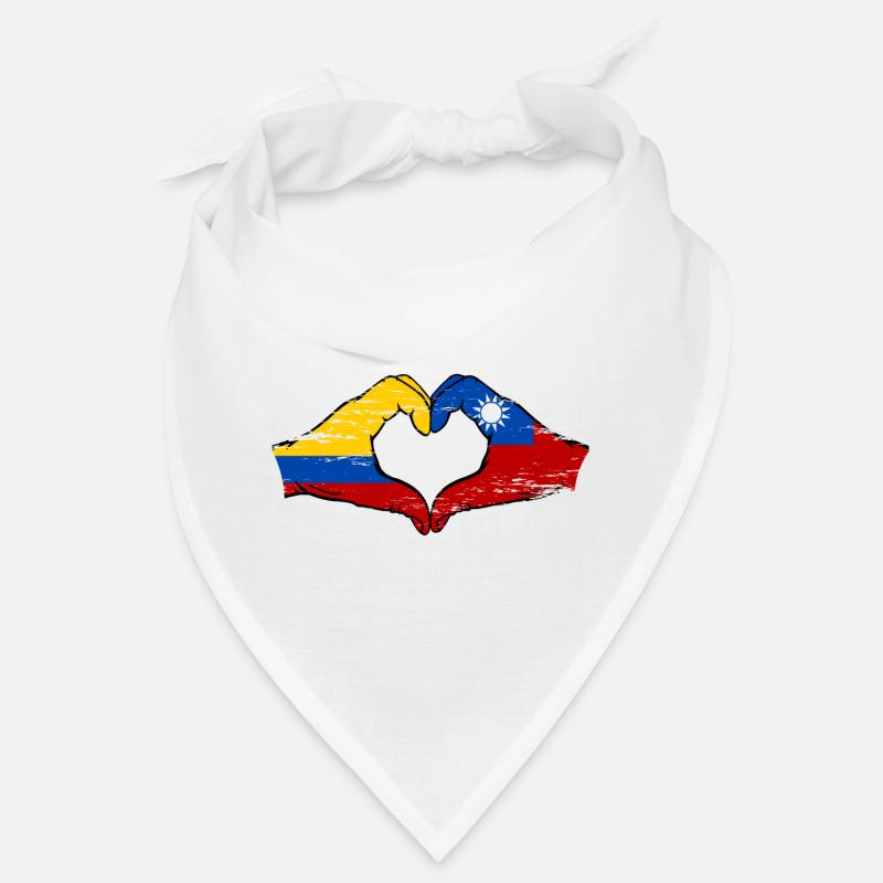 Colombie Taïwan drapeau mains forme de coeur utilisé Bandana