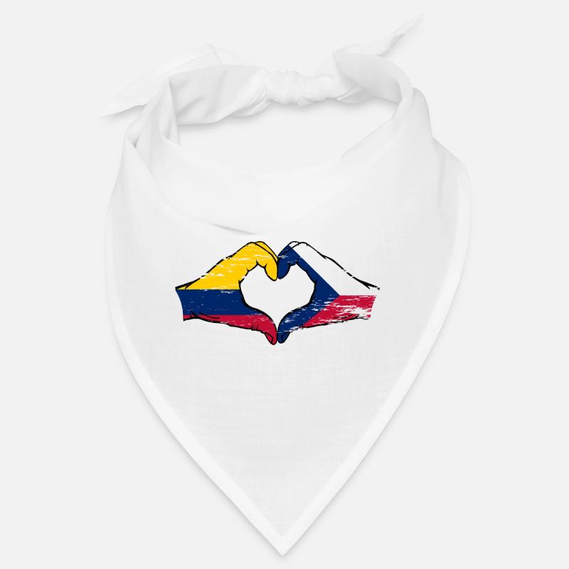 Colombie République tchèque drapeau mains forme de coeur utilisé Bandana