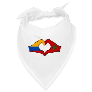 Kolumbien Marokko Flagge Hände Herzform - Bandana - Weiß - Vorne
