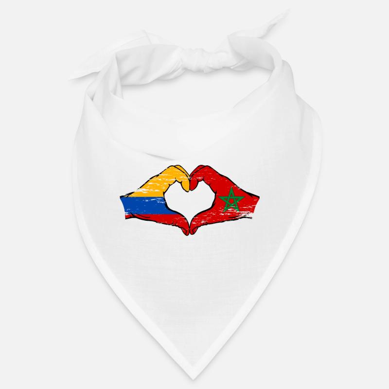 Colombie Maroc Drapeau Mains Coeur Forme Utilisé Bandana