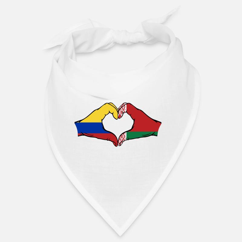 Colombie Biélorussie Drapeau Mains Coeur Forme Bandana